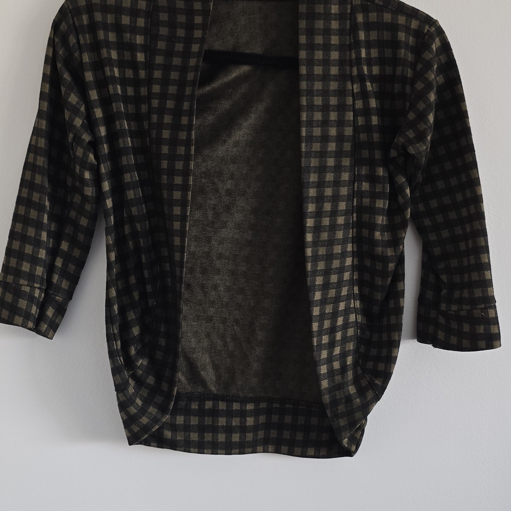 Plaid Open-Front Cardigan